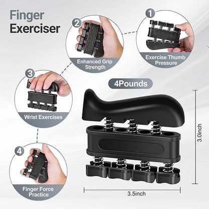 Grip Strength Trainer(5 Pack) with Finger Exerciser, Hand Grip Strengthener, Finger Stretcher,Grip Ring & Stress Relief Ball for Muscle Building and Injury Recover Gym Home